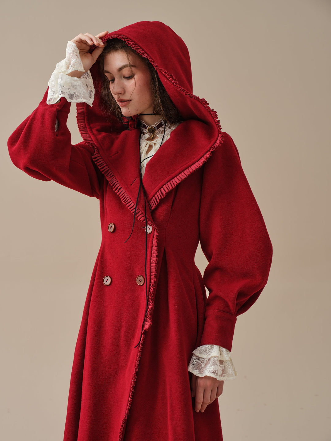JACQUES LONG HOODED VICTORIAN COAT (100% WOOL)