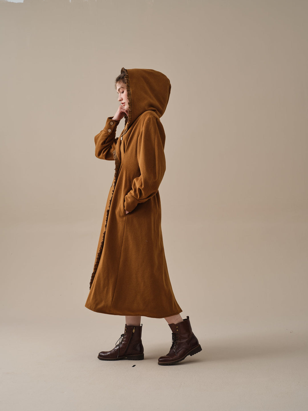 JACQUES LONG HOODED VICTORIAN COAT (100% WOOL)