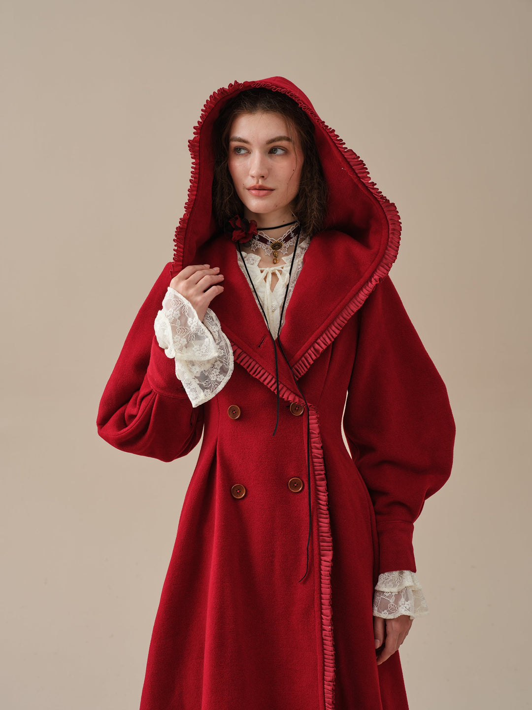 JACQUES LONG HOODED VICTORIAN COAT (100% WOOL)