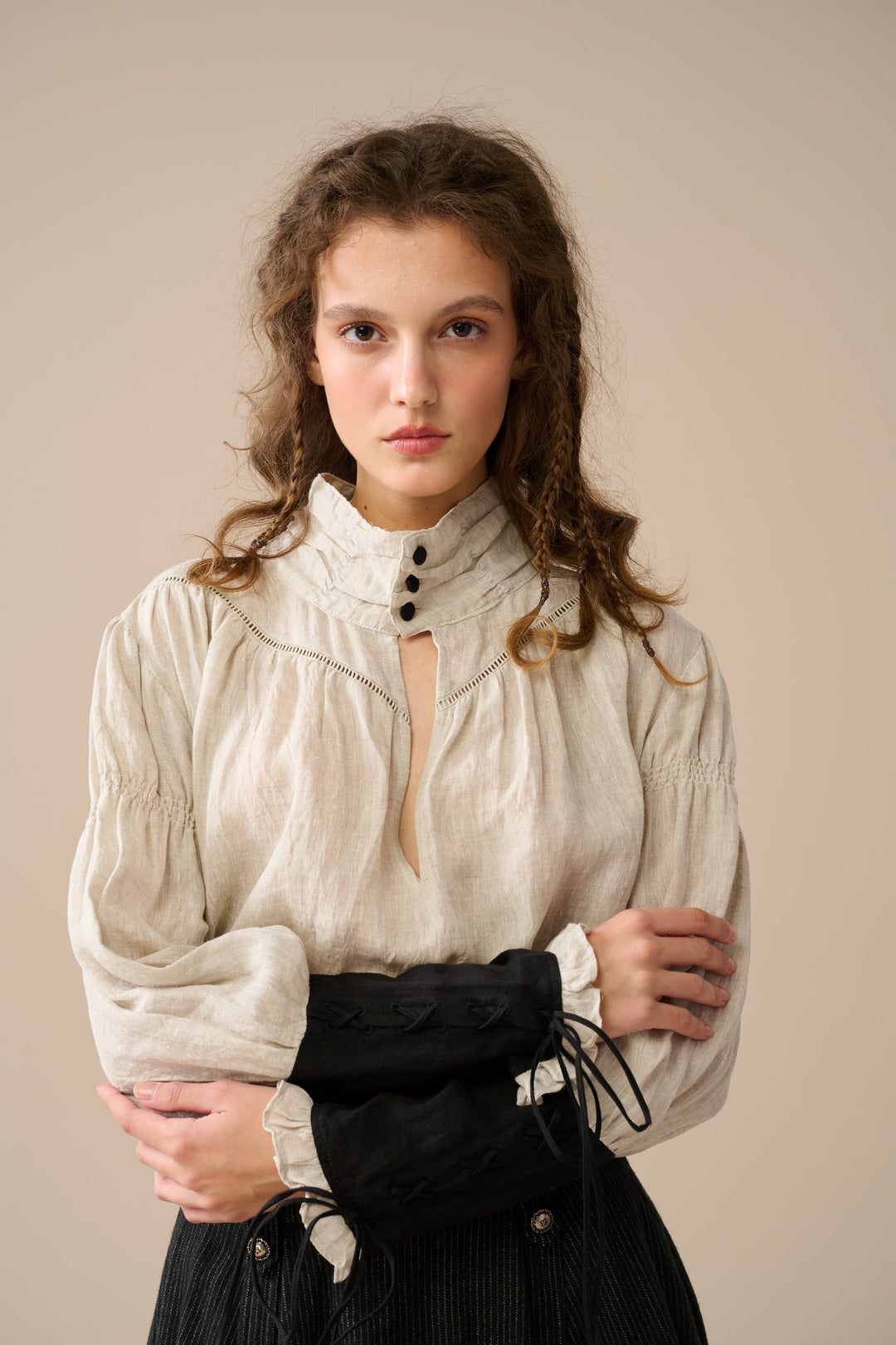 YEDDA BUTTONED LINEN SHIRT BLOUSE