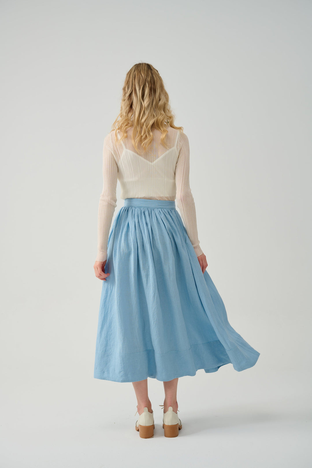 DAISY MIDI LINEN SKIRT IN HUMUS