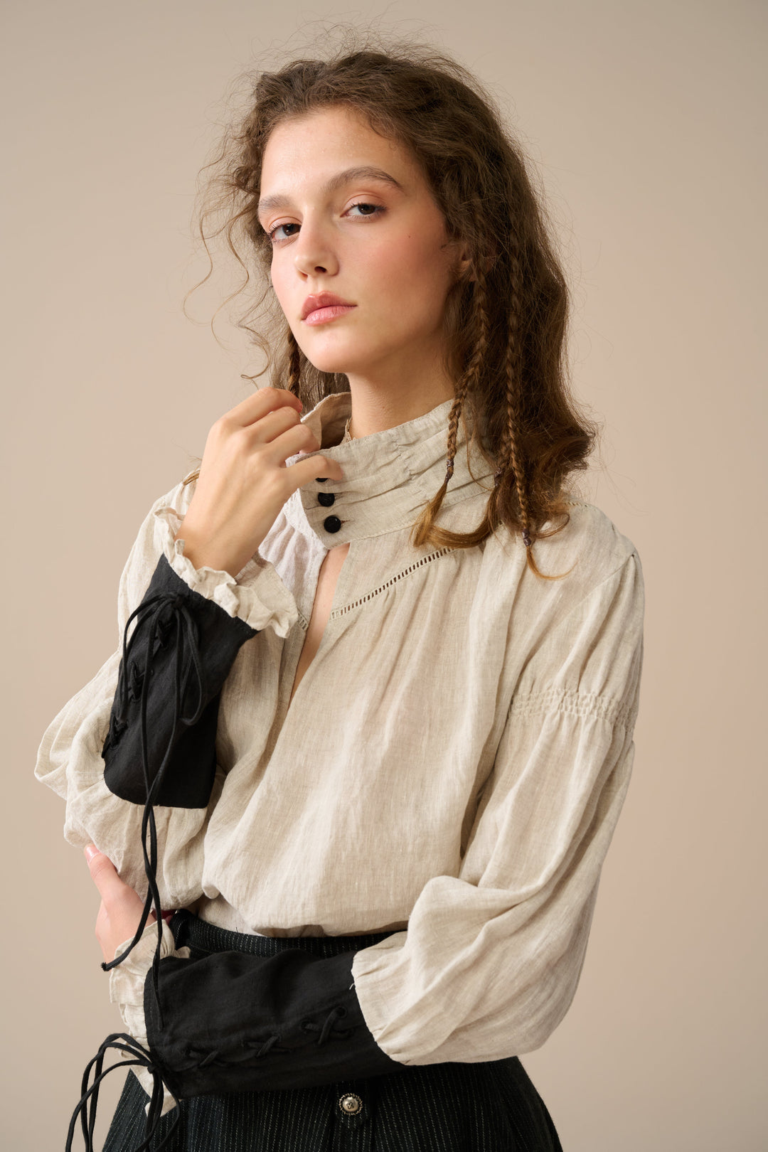 YEDDA BUTTONED LINEN SHIRT BLOUSE
