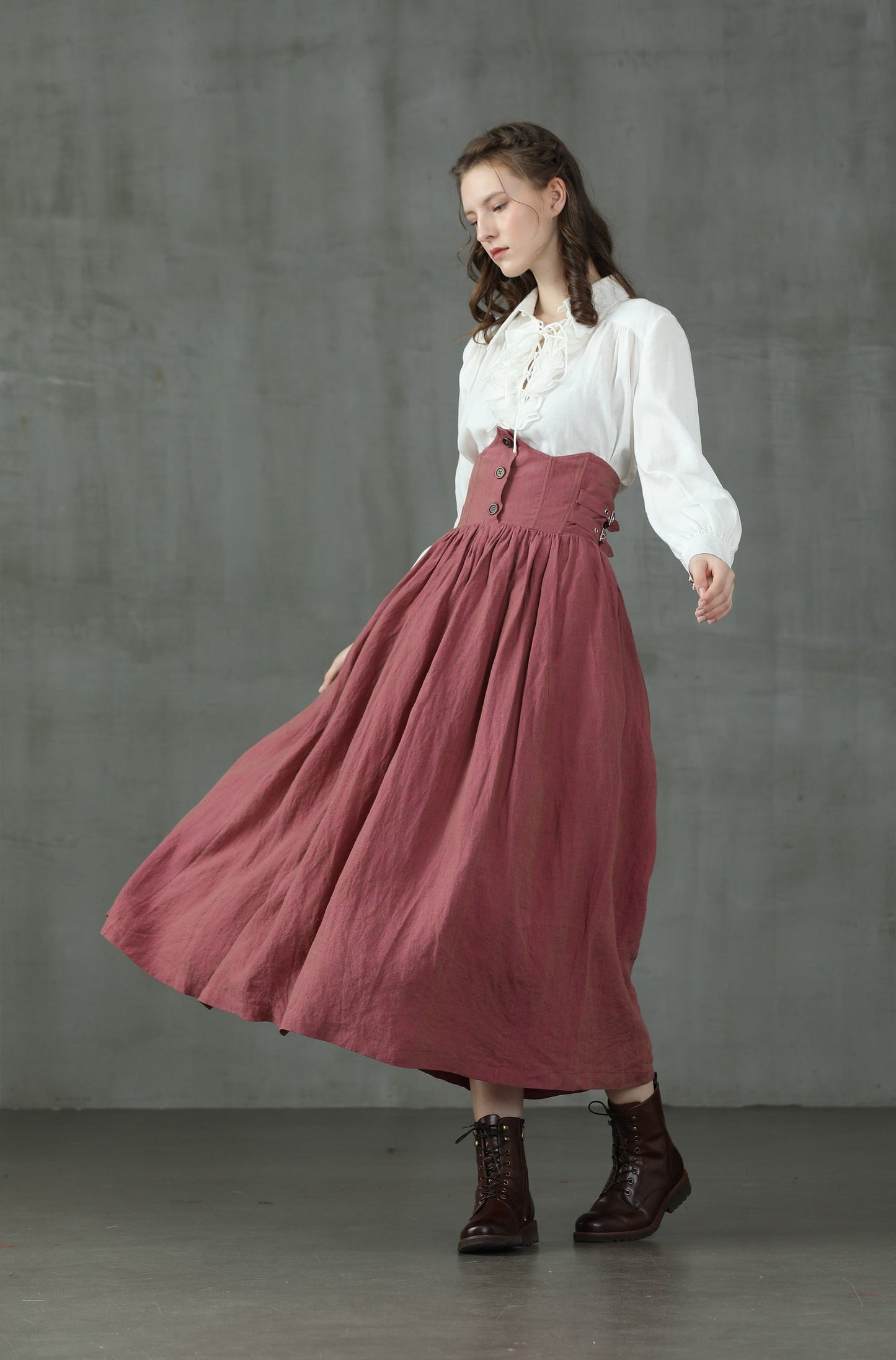 LAUREL LACE-UP LINEN BLOUSE SHIRT