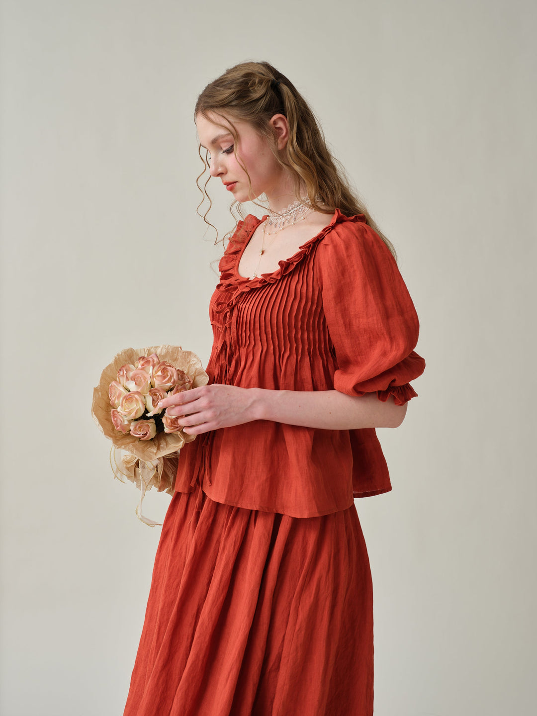 LOUISE HANDMADE VICTORIAN VINTAGE LINEN BLOUSE