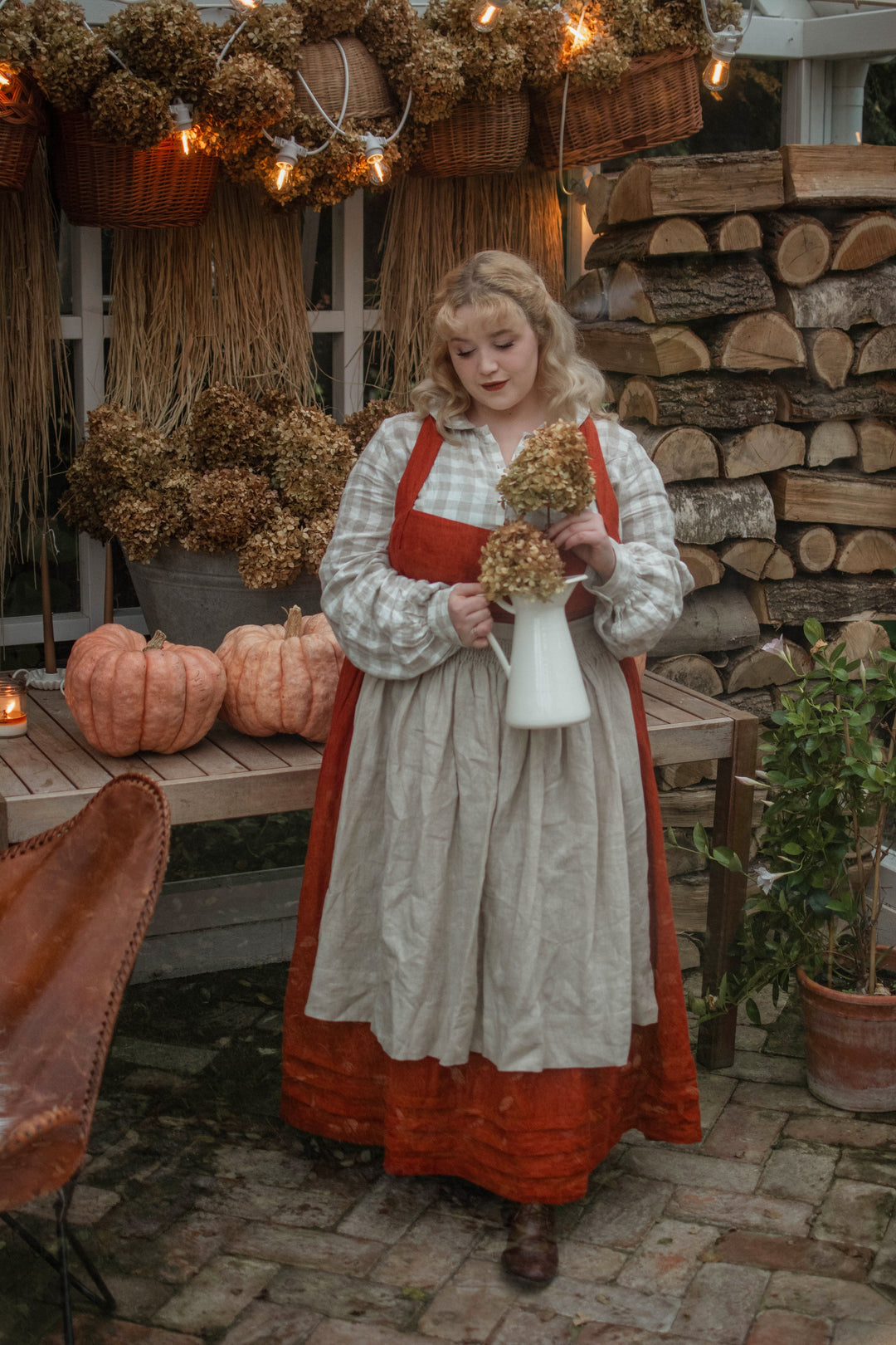 VETIVER CROSS BACK LINEN DRESS