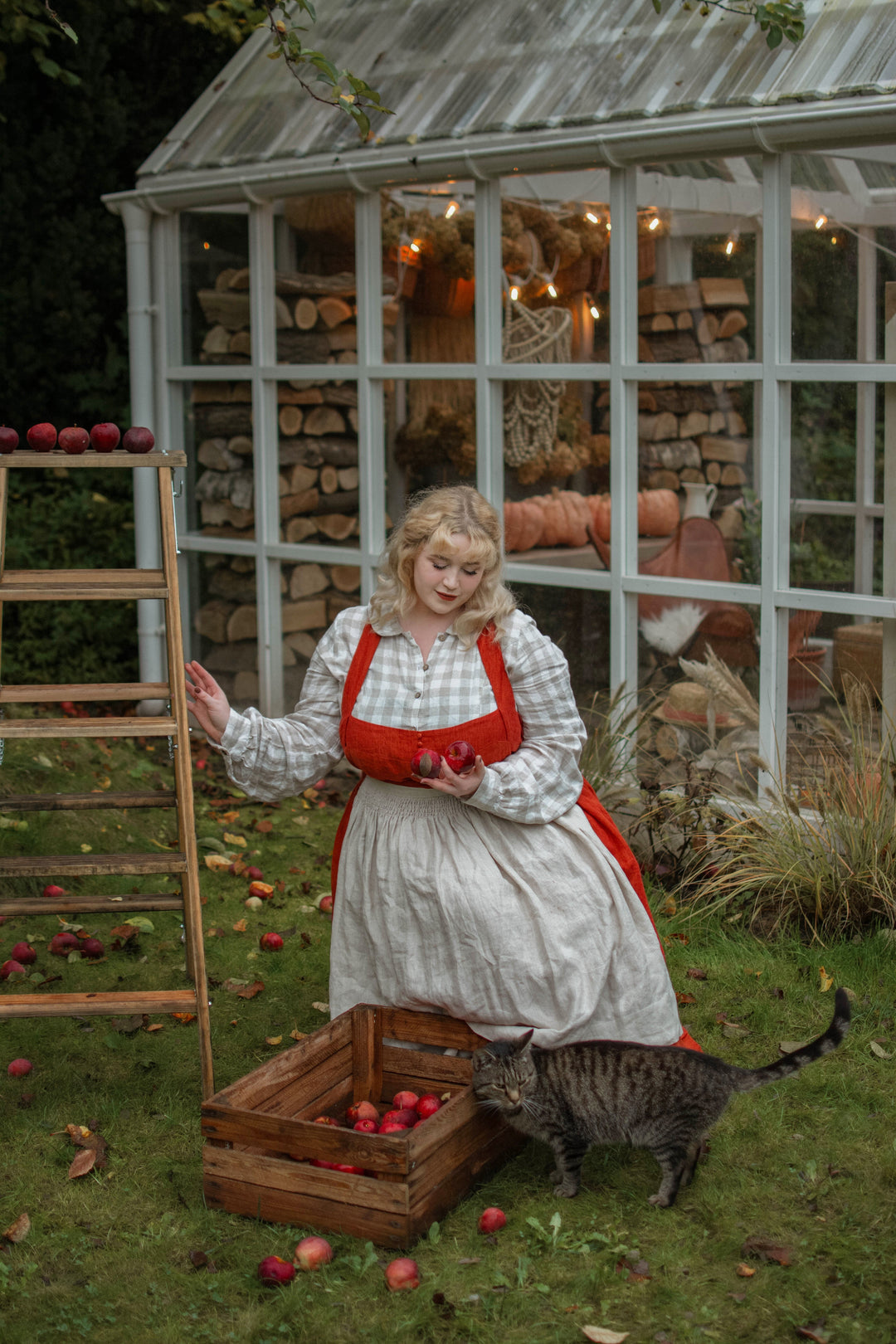 VETIVER CROSS BACK LINEN DRESS