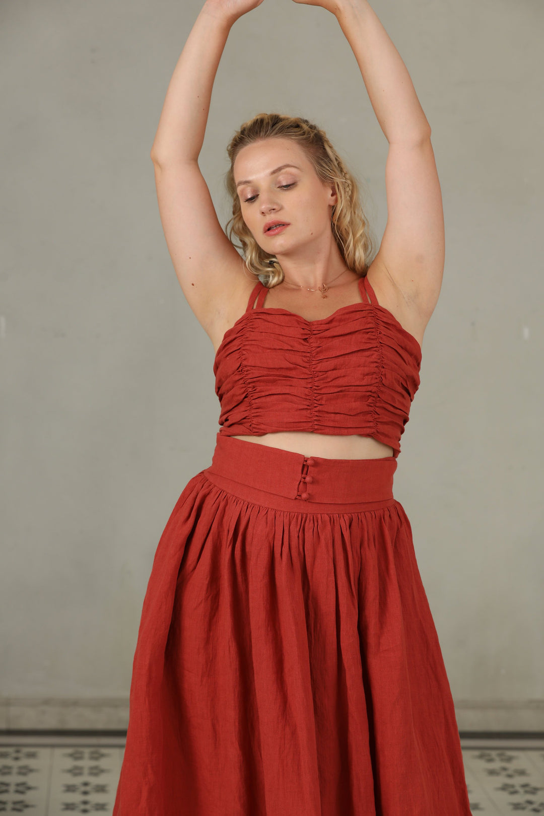 HANNAH GIRDLE LINEN SKIRT