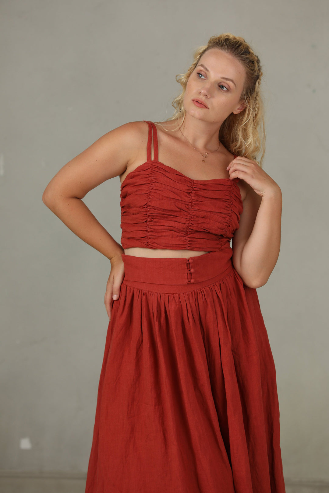 HANNAH GIRDLE LINEN SKIRT