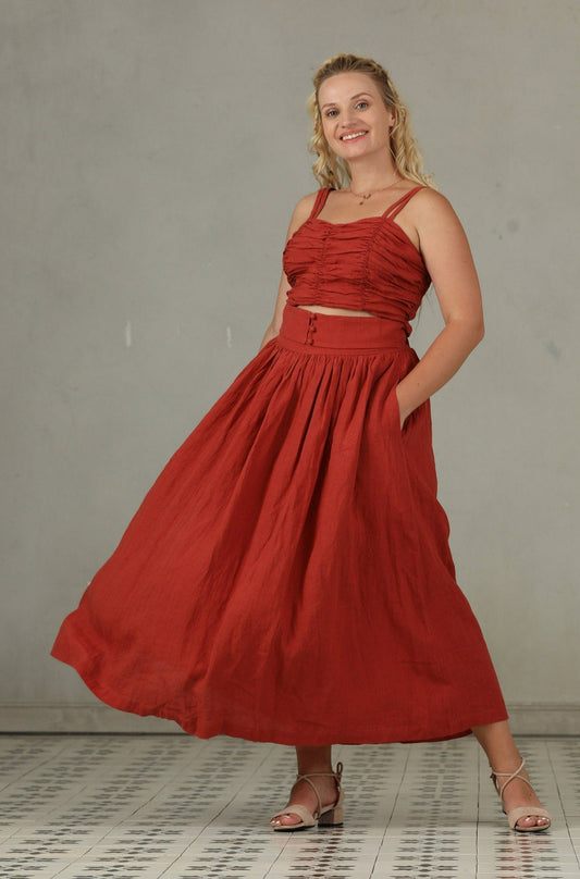 HANNAH GIRDLE LINEN SKIRT