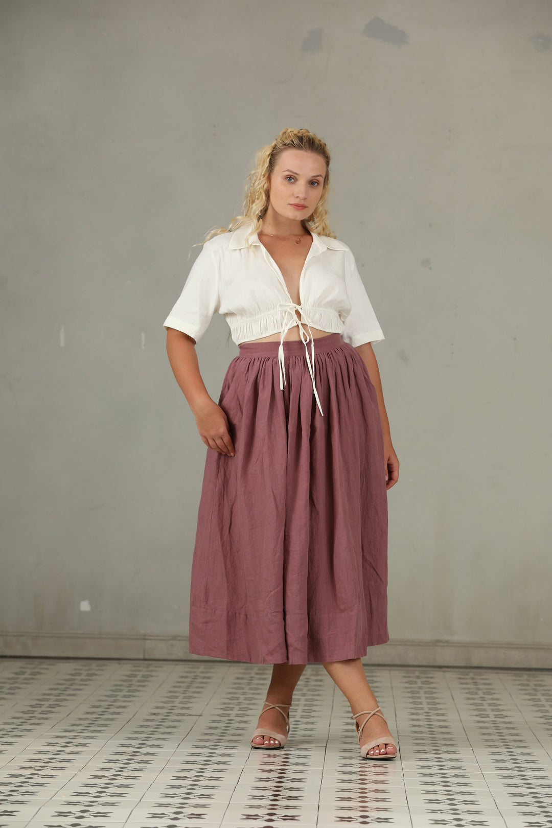 DAISY PLUM PLUS SIZE LINEN SKIRT