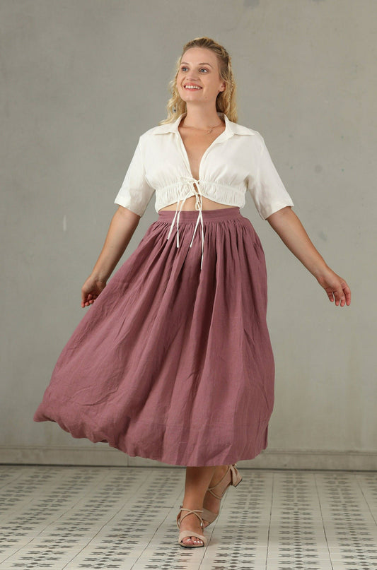 DAISY PLUM PLUS SIZE LINEN SKIRT