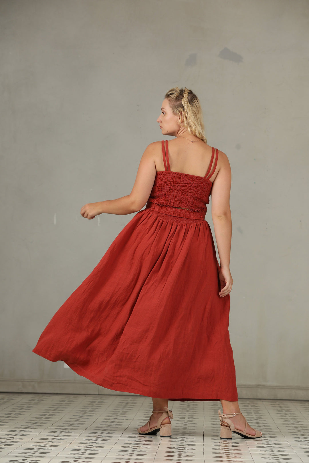 HANNAH GIRDLE LINEN SKIRT