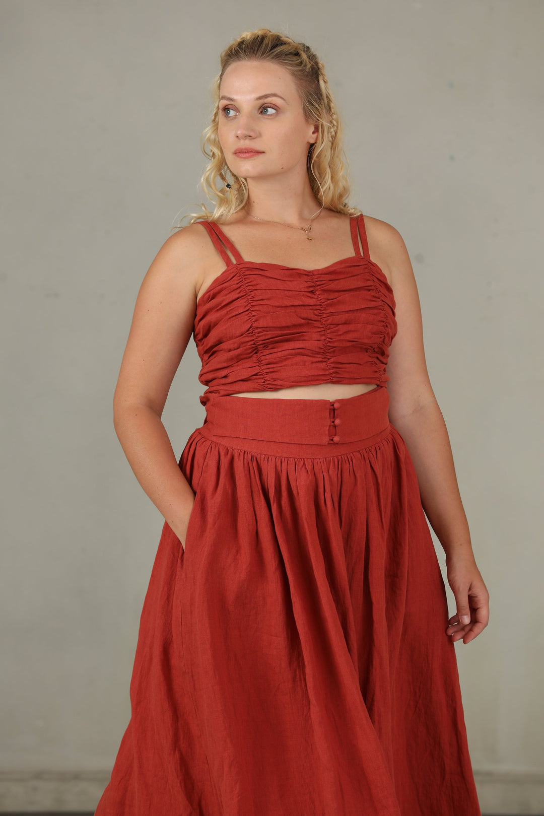 HANNAH GIRDLE LINEN SKIRT