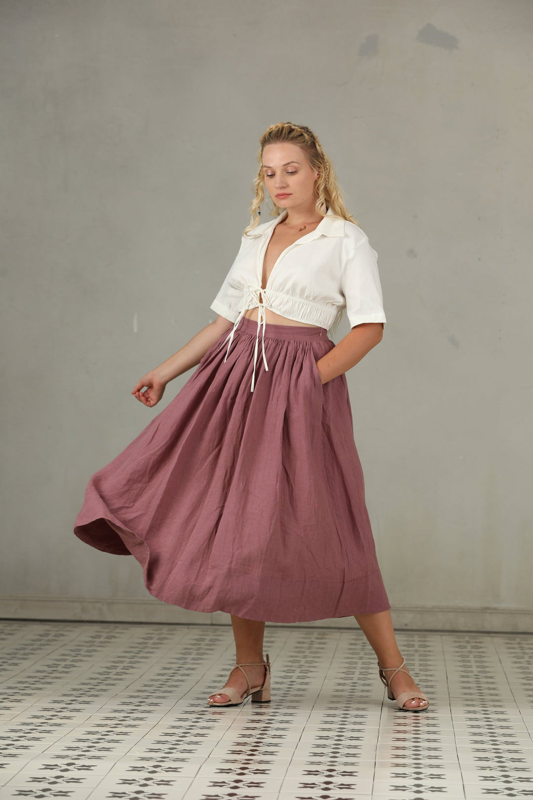 DAISY PLUM PLUS SIZE LINEN SKIRT