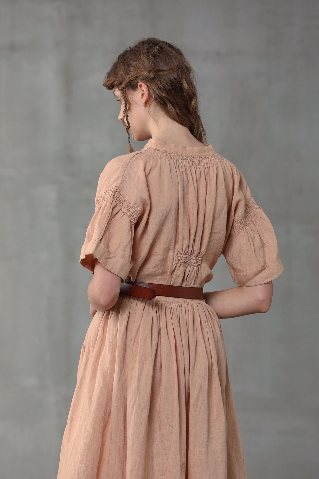 DAISY MIDI LINEN SKIRT IN HUMUS