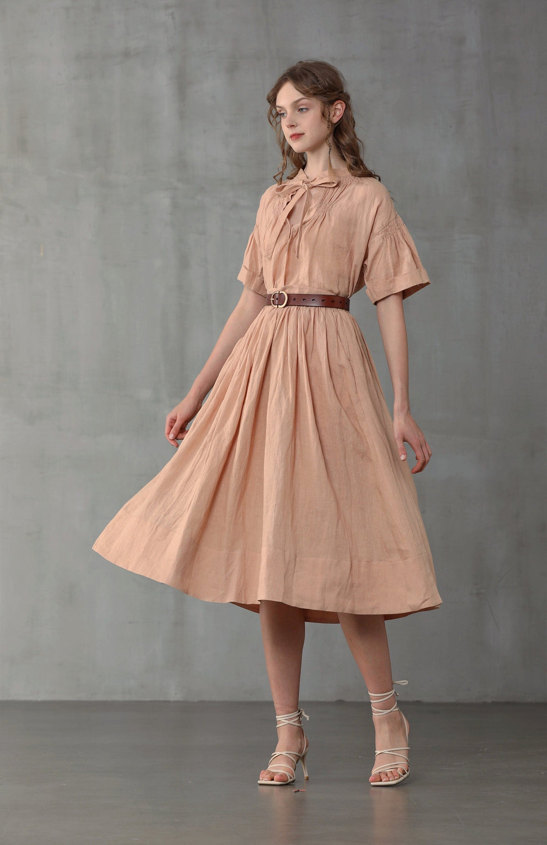 DAISY MIDI LINEN SKIRT IN HUMUS