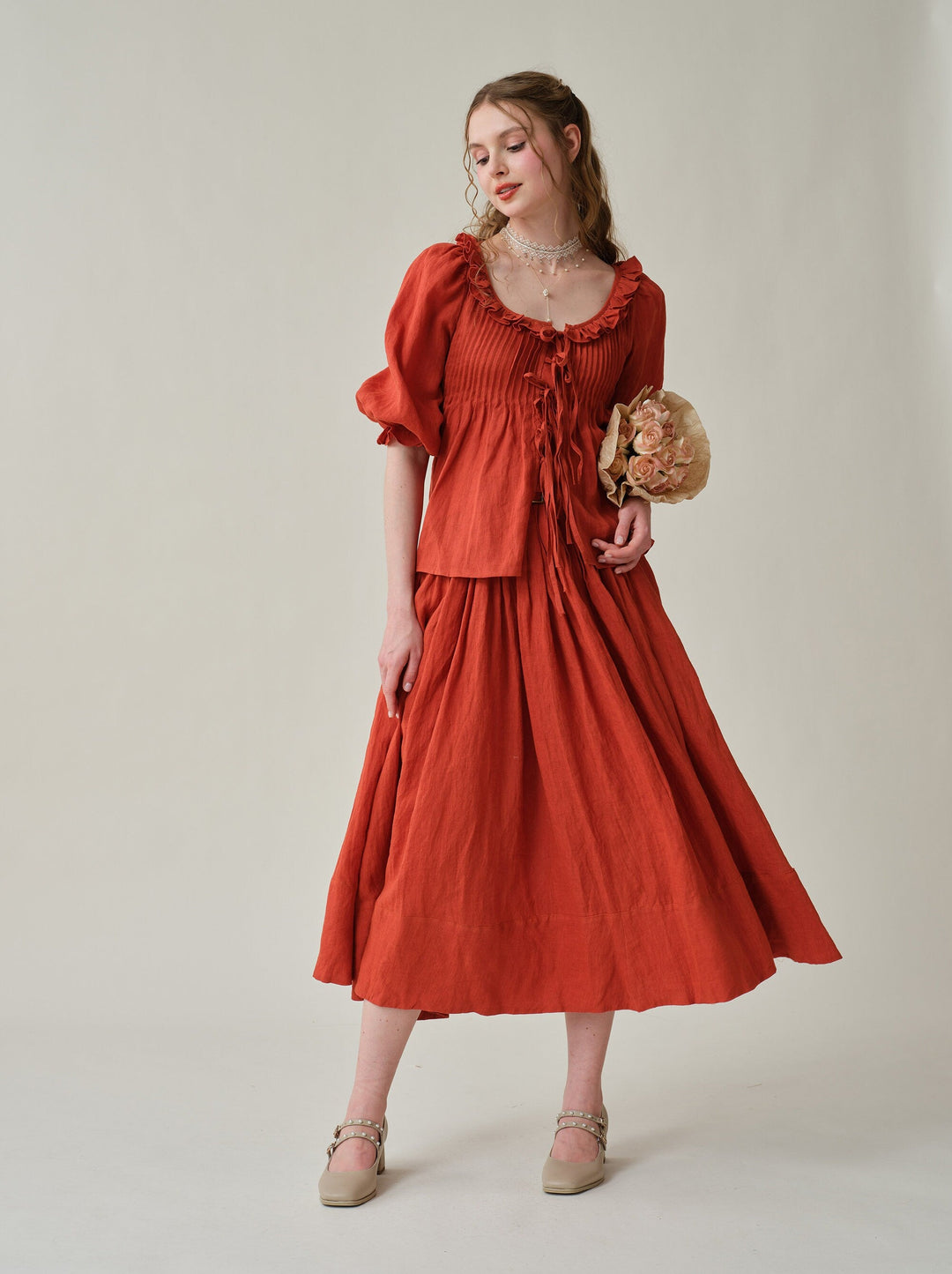 LOUISE HANDMADE VICTORIAN VINTAGE LINEN BLOUSE