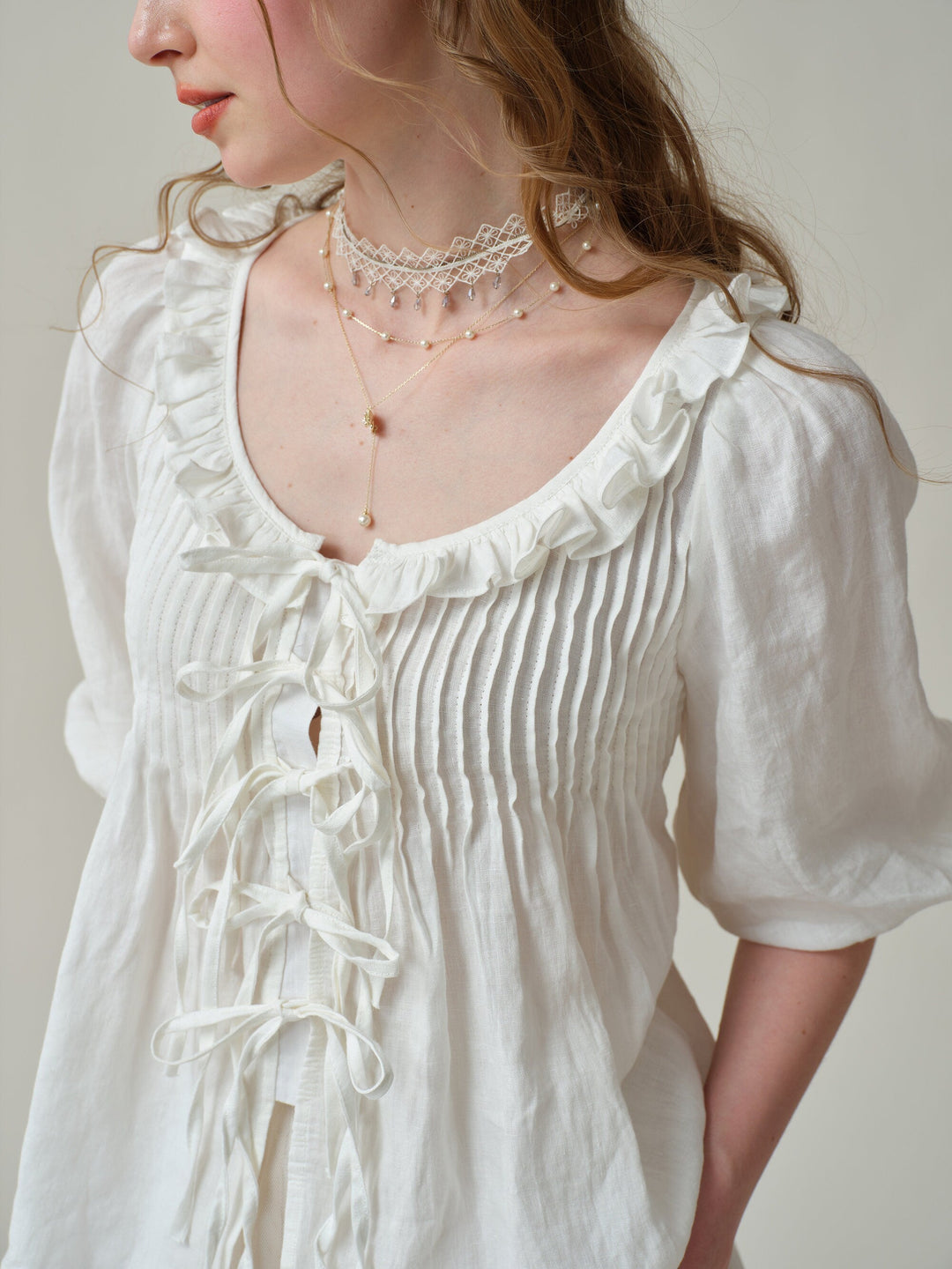 LOUISE HANDMADE VICTORIAN VINTAGE LINEN BLOUSE