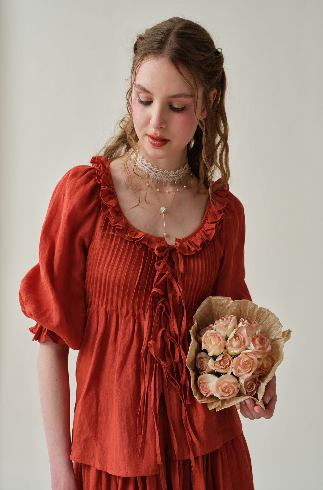 LOUISE HANDMADE VICTORIAN VINTAGE LINEN BLOUSE