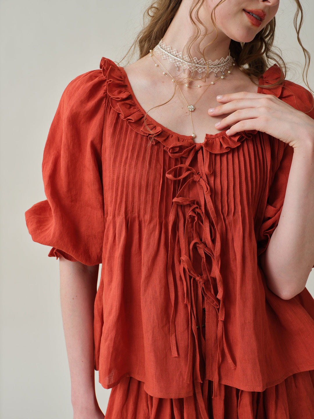 LOUISE HANDMADE VICTORIAN VINTAGE LINEN BLOUSE