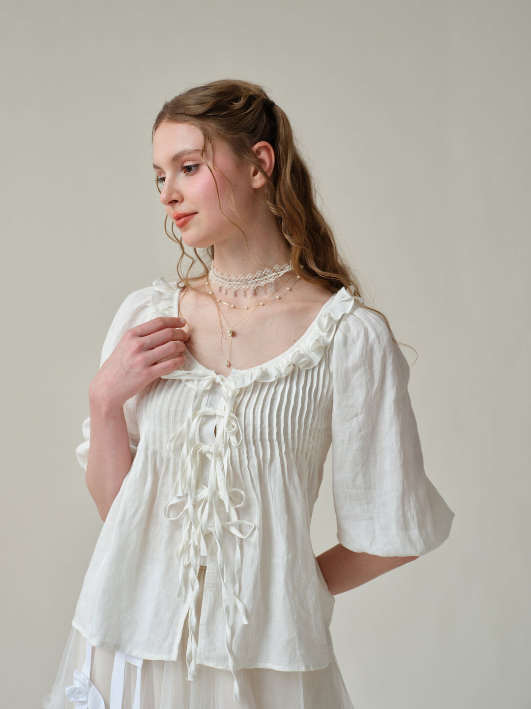 LOUISE HANDMADE VICTORIAN VINTAGE LINEN BLOUSE