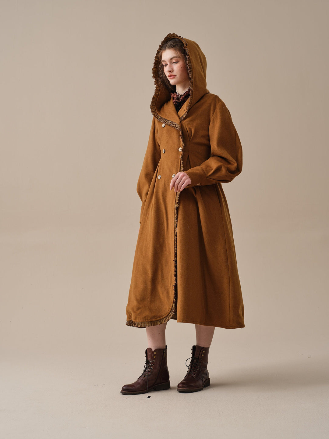 JACQUES LONG HOODED VICTORIAN COAT (100% WOOL)