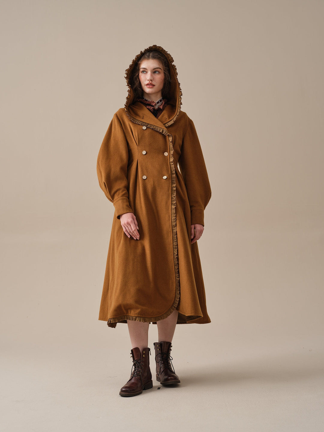 JACQUES LONG HOODED VICTORIAN COAT (100% WOOL)