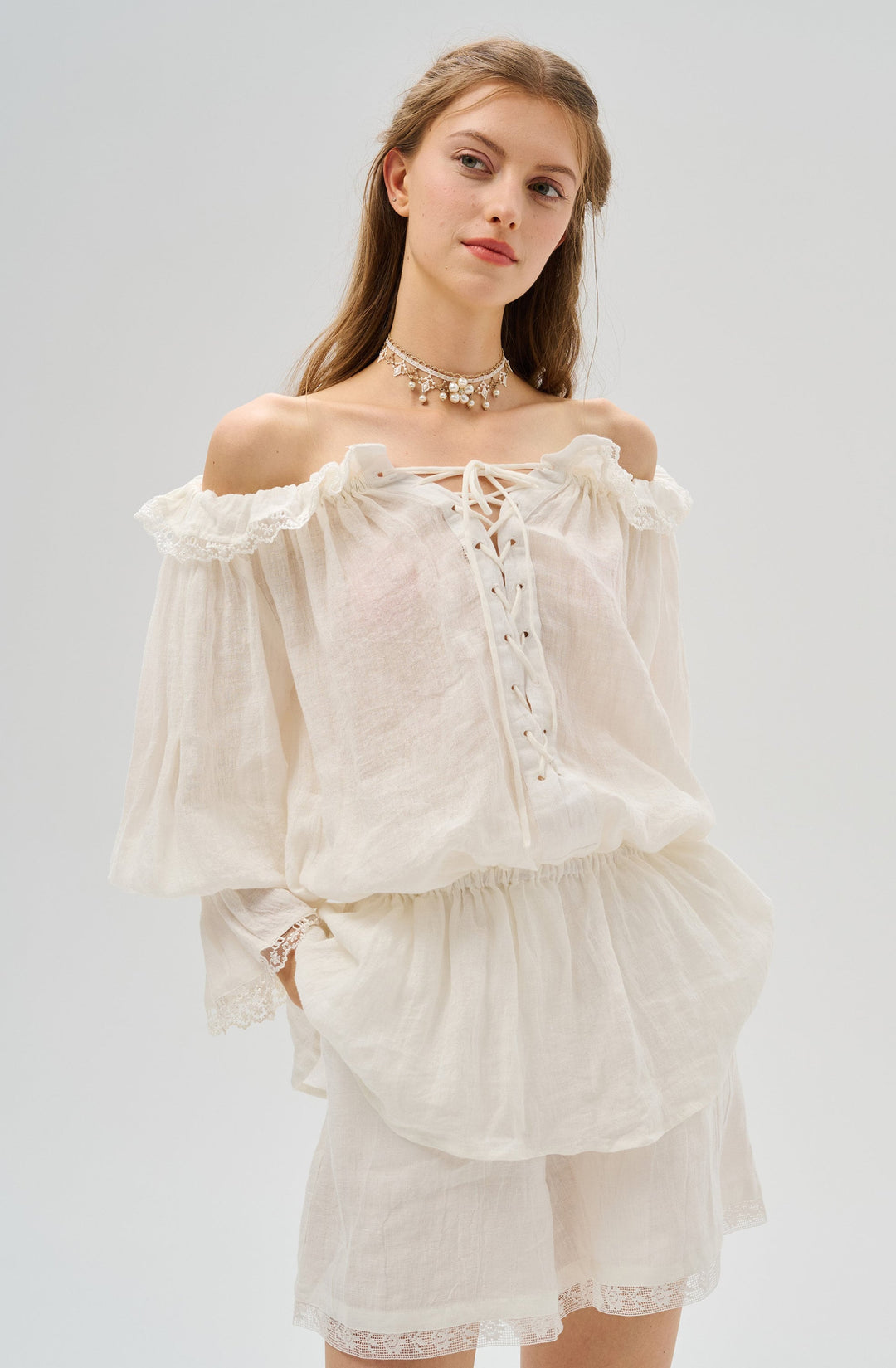 STELLA RUFFLED LACE FAIRY BLOUSE