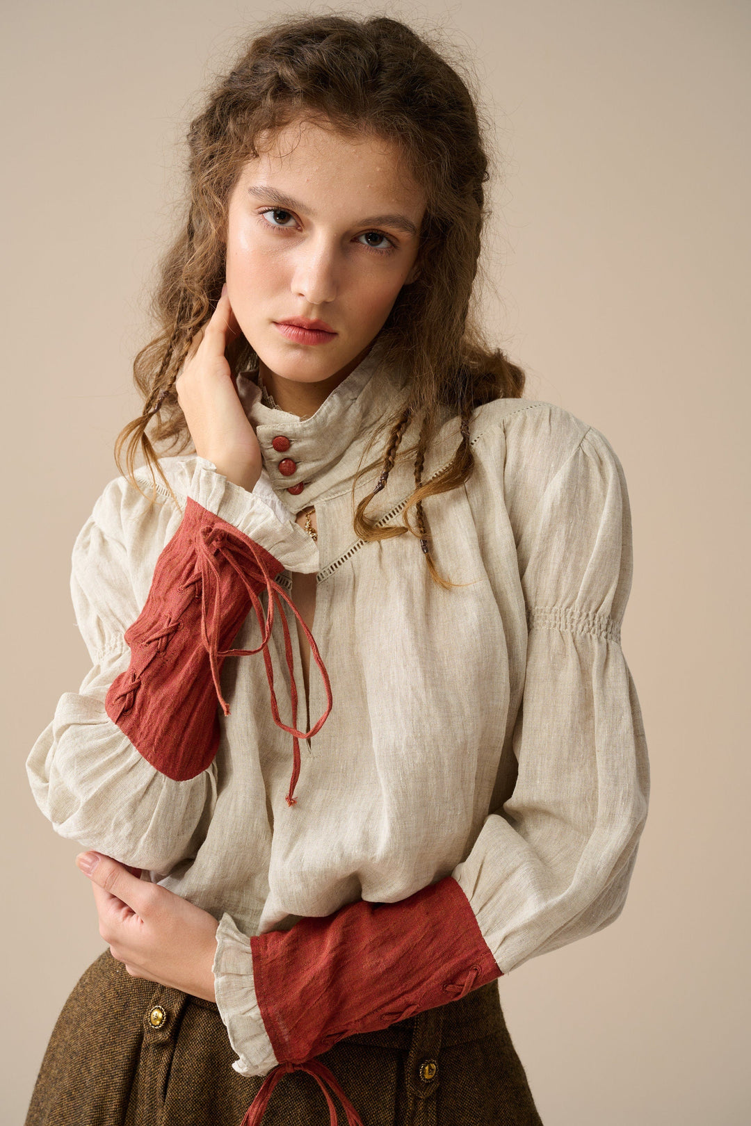 YEDDA BUTTONED LINEN SHIRT BLOUSE