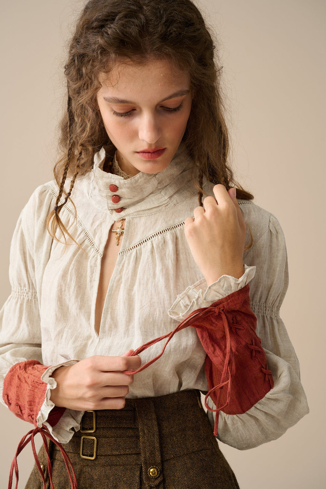 YEDDA BUTTONED LINEN SHIRT BLOUSE