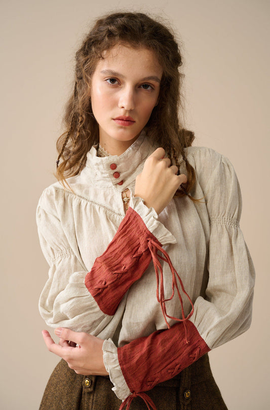 YEDDA BUTTONED LINEN SHIRT BLOUSE